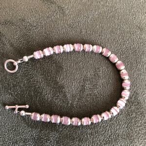 NWOT  Child's Silver & Pink Beaded  Bracelet